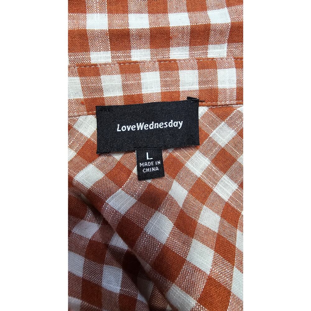 Love Wednesday Gingham Daydream Maxi Shirt Dress Belted Orange Size L - Picture 4 of 11